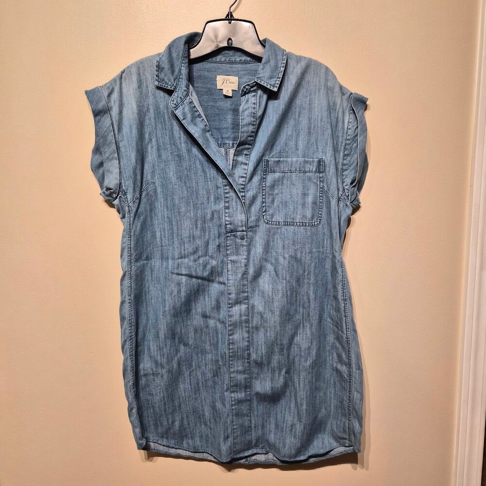 J. Crew Trademark Denim Chambray Tunic Cap Sleeve Top Medium